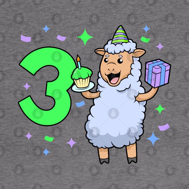 I am 3 with sheep - girl birthday 3 years old by Modern Medieval Design